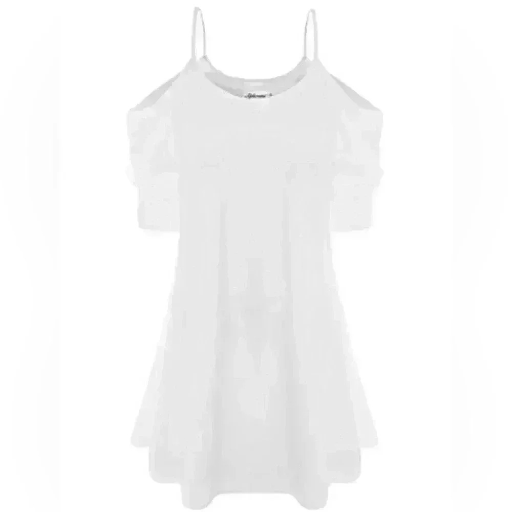 Women short sleeve cold spaghetti strap dress